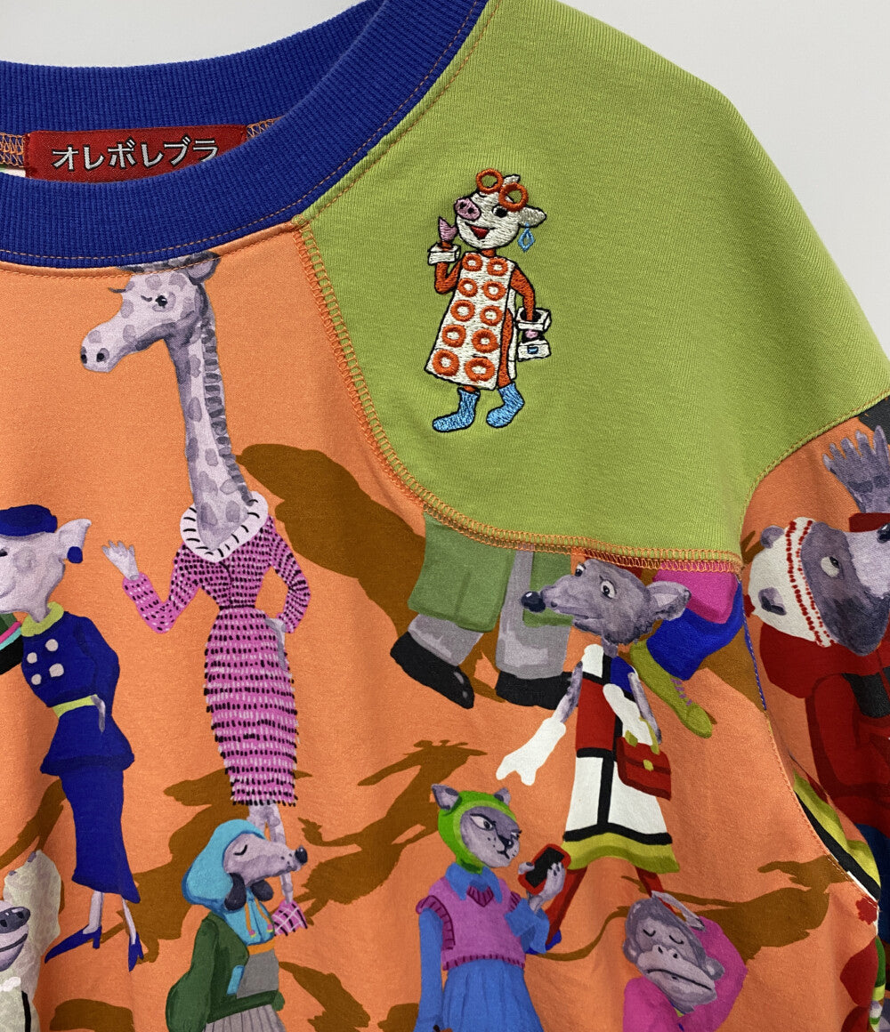 オレボレブラ 長袖Ｔシャツ アニマル柄 オレンジ」×グリーン 332510 レディース SIZE - オレボレブラ