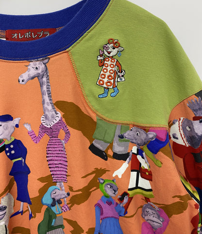オレボレブラ 長袖Ｔシャツ アニマル柄 オレンジ」×グリーン 332510 レディース SIZE - オレボレブラ
