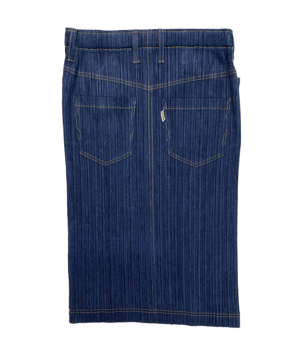 PLEATS PLEASE スカート ブルー デニム PP75-JG021 レディース SIZE 5 プリーツプリーズ