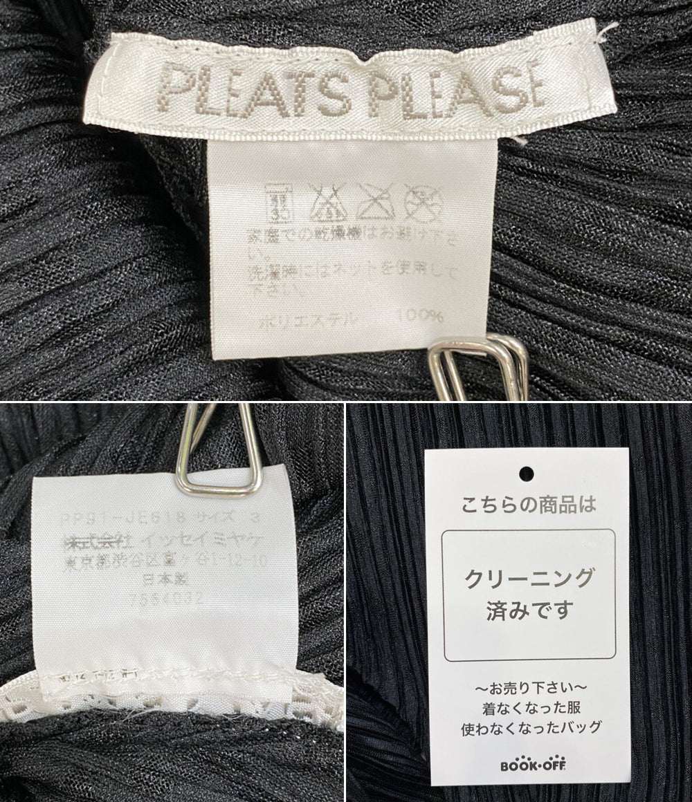 PLEATS PLEASE ノースリーブワンピース ロングジレ ブラック PP91-JE618 レディース SIZE 3 プリーツプリーズ