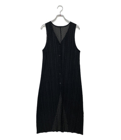 PLEATS PLEASE ノースリーブワンピース ロングジレ ブラック PP91-JE618 レディース SIZE 3 プリーツプリーズ