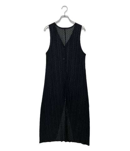 PLEATS PLEASE ノースリーブワンピース ロングジレ ブラック PP91-JE618 レディース SIZE 3 プリーツプリーズ