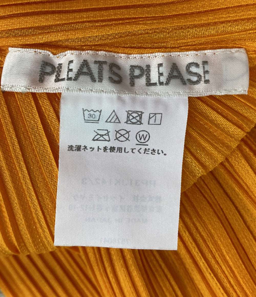 美品 PLEATS PLEASE 半袖カットソー ハイネック オレンジ PP31JK142 レディース SIZE 3 プリーツプリーズ