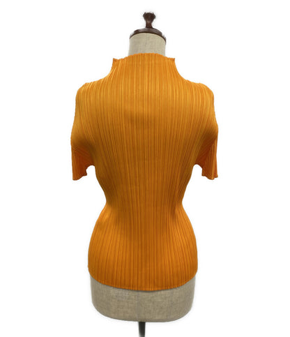 美品 PLEATS PLEASE 半袖カットソー ハイネック オレンジ PP31JK142 レディース SIZE 3 プリーツプリーズ