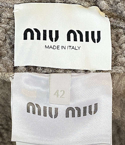 美品 MIU MIU コットンフリースジッパー ブルゾンジャケット 25AW ML1369 レディース SIZE 42 ミュウミュウ