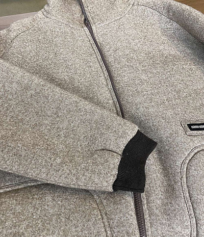 美品 MIU MIU コットンフリースジッパー ブルゾンジャケット 25AW ML1369 レディース SIZE 42 ミュウミュウ