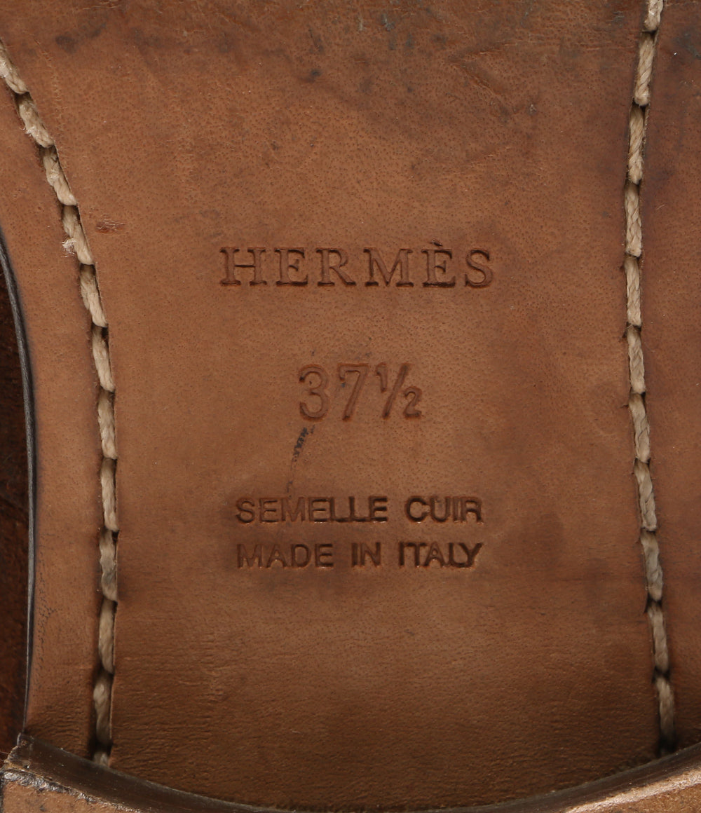 HERMES モンクストラップスエードローファー ブラウン レディース SIZE