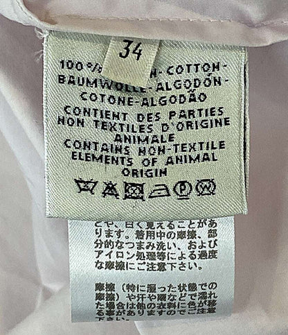 美品 HERMES 長袖シャツ シャツ Vネック セリエボタン PINK コットン100 レディース SIZE 34 エルメス