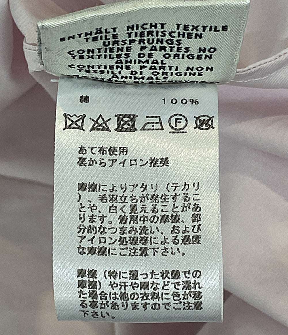 美品 HERMES 長袖シャツ シャツ Vネック セリエボタン PINK コットン100 レディース SIZE 34 エルメス