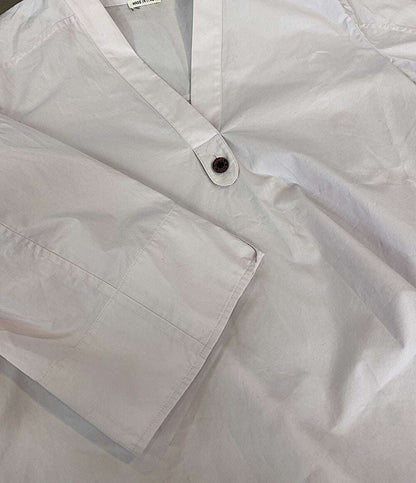 美品 HERMES 長袖シャツ シャツ Vネック セリエボタン PINK コットン100 レディース SIZE 34 エルメス