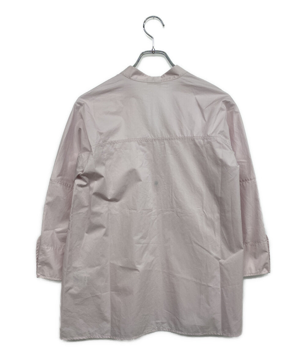 美品 HERMES 長袖シャツ シャツ Vネック セリエボタン PINK コットン100 レディース SIZE 34 エルメス