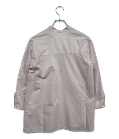 美品 HERMES 長袖シャツ シャツ Vネック セリエボタン PINK コットン100 レディース SIZE 34 エルメス