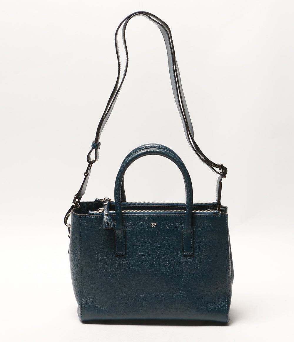 美品 ANYA HINDMARCH ショルダーバッグ 2wayバッグ ファスナータッセル ブルー系 レディース アニヤ・ハインドマーチ