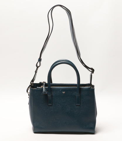 美品 ANYA HINDMARCH ショルダーバッグ 2wayバッグ ファスナータッセル ブルー系 レディース アニヤ・ハインドマーチ