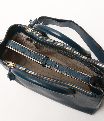 美品 ANYA HINDMARCH ショルダーバッグ 2wayバッグ ファスナータッセル ブルー系 レディース アニヤ・ハインドマーチ