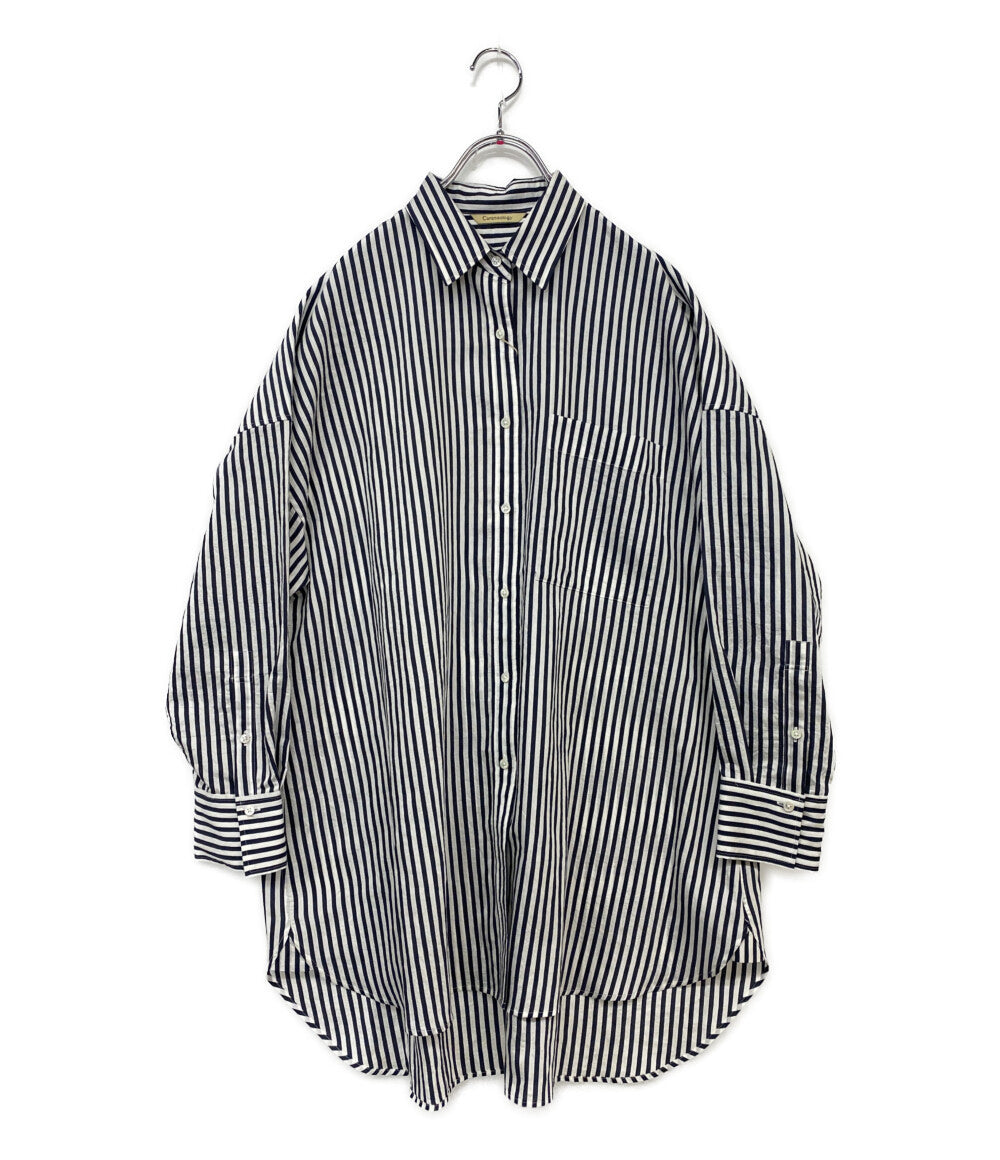 美品 Curensology 長袖シャツ CLワッシャーストライプSH レディース
