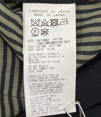 YOHJI YAMAMOTO POUR HOMME 長袖シャツ レーヨンストライプ切替バックロングシャツ HX-B46-818 21AW メンズ SIZE 2 ヨウジヤマモトプールオム