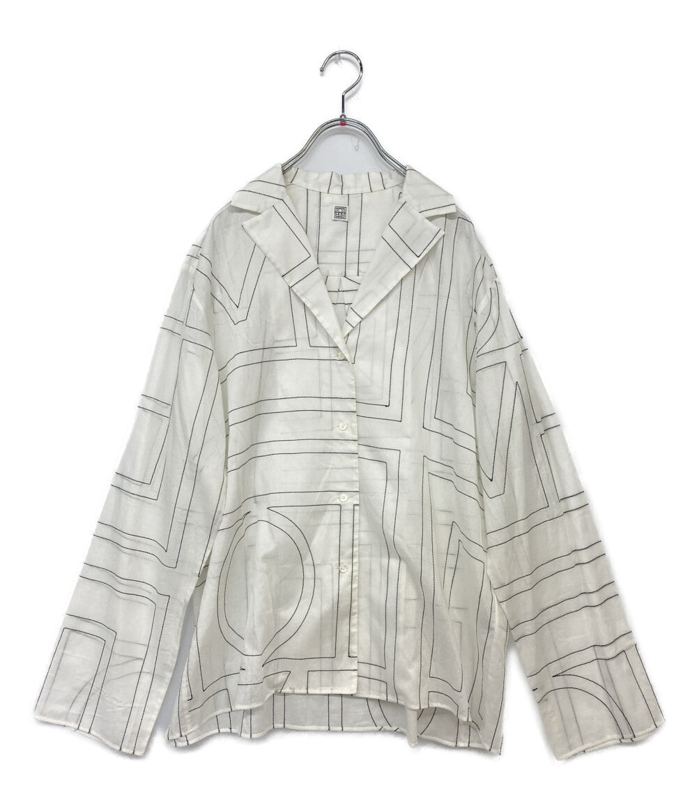 美品 TOTEM 長袖シャツ EUH-54030 ロゴ刺繍シャツ レディース SIZE 34 トーテム