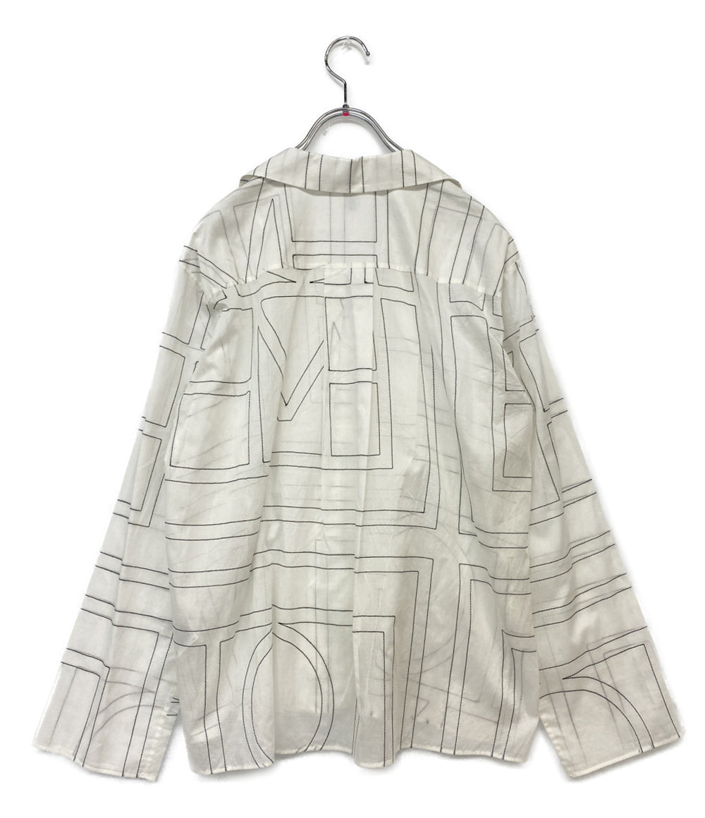 美品 TOTEM 長袖シャツ EUH-54030 ロゴ刺繍シャツ レディース SIZE 34 トーテム