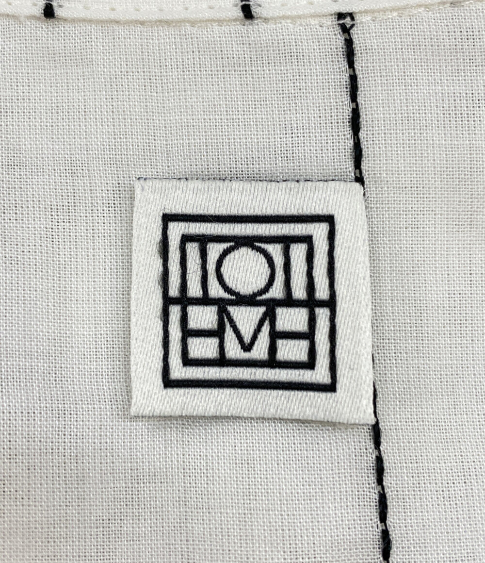 美品 TOTEM 長袖シャツ EUH-54030 ロゴ刺繍シャツ レディース SIZE 34 トーテム