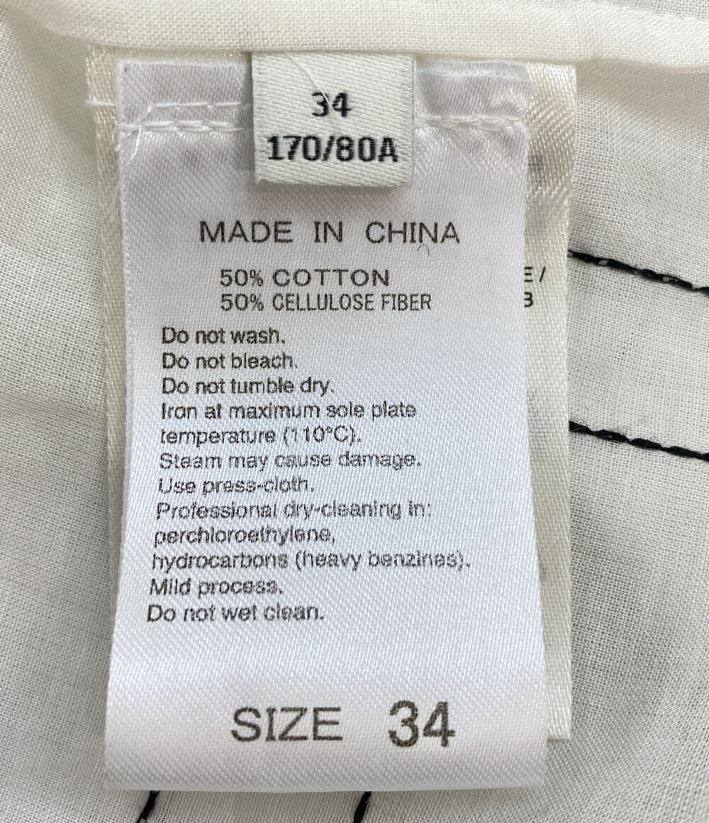 美品 TOTEM 長袖シャツ EUH-54030 ロゴ刺繍シャツ レディース SIZE 34 トーテム