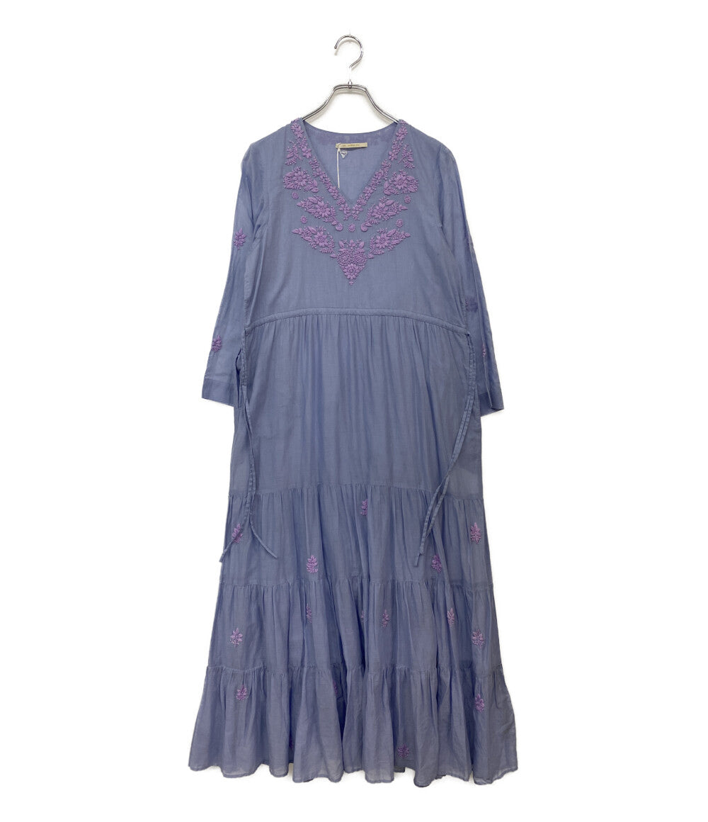 ne quitez pas 七分袖ワンピース ライラック フラワーエンブロイダリー 010411CB3 レディース SIZE M ヌキテパ