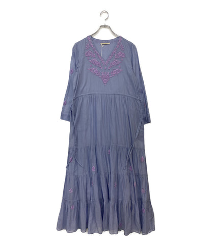 ne quitez pas 七分袖ワンピース ライラック フラワーエンブロイダリー 010411CB3 レディース SIZE M ヌキテパ