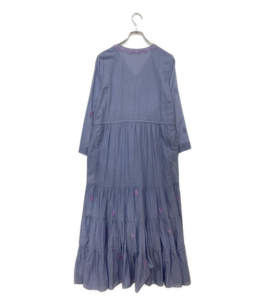 ne quitez pas 七分袖ワンピース ライラック フラワーエンブロイダリー 010411CB3 レディース SIZE M ヌキテパ