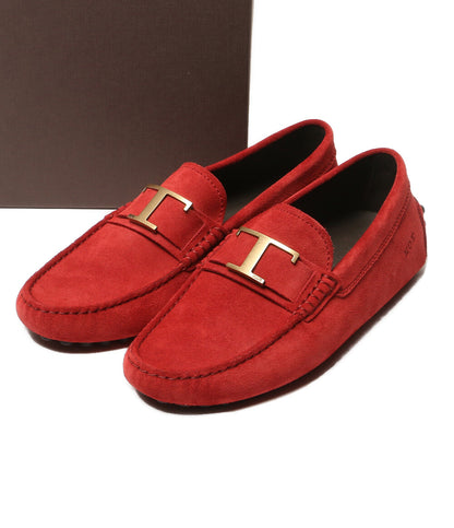 美品 TOD'S ローファー スウェード ドライビングシューズ レッド メンズ SIZE 4.5 トッズ