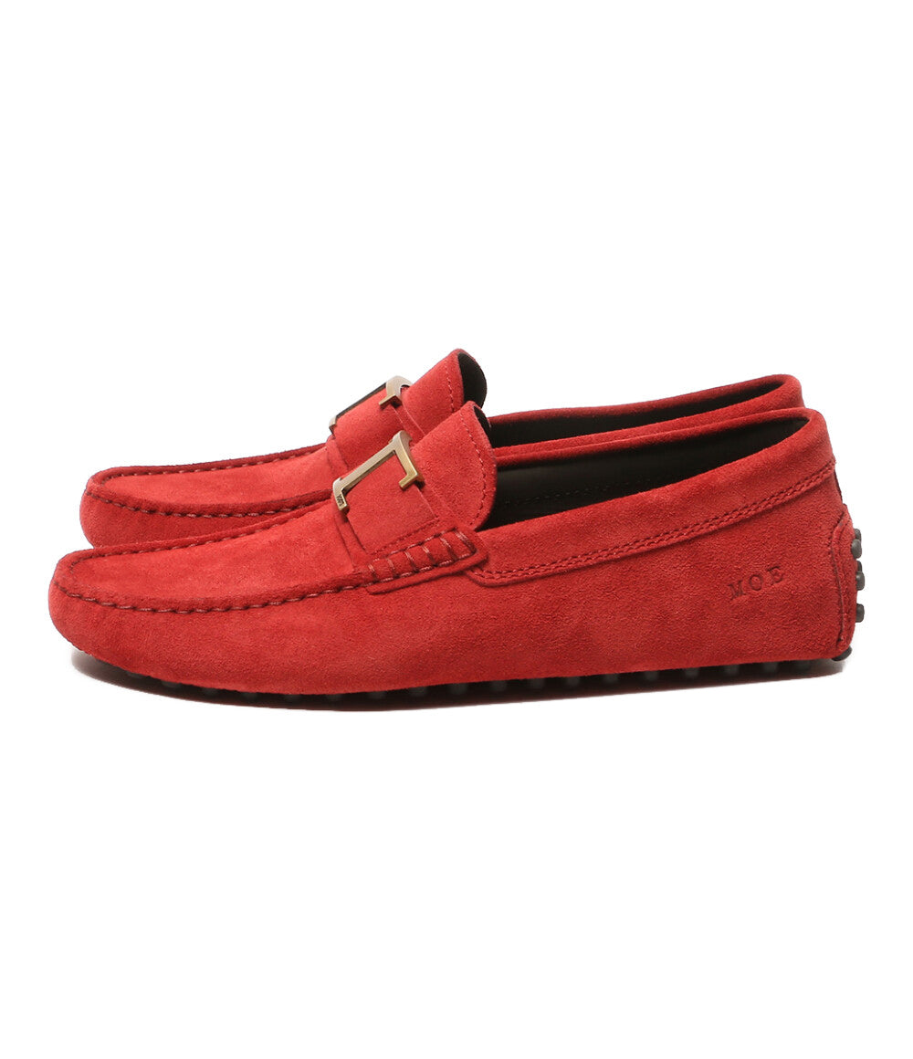 美品 TOD'S ローファー スウェード ドライビングシューズ レッド メンズ SIZE 4.5 トッズ