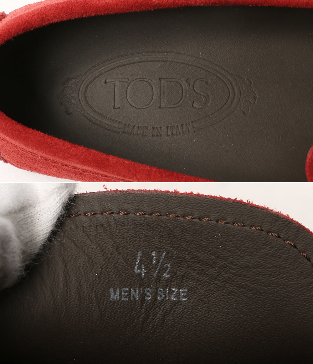 美品 TOD'S ローファー スウェード ドライビングシューズ レッド メンズ SIZE 4.5 トッズ