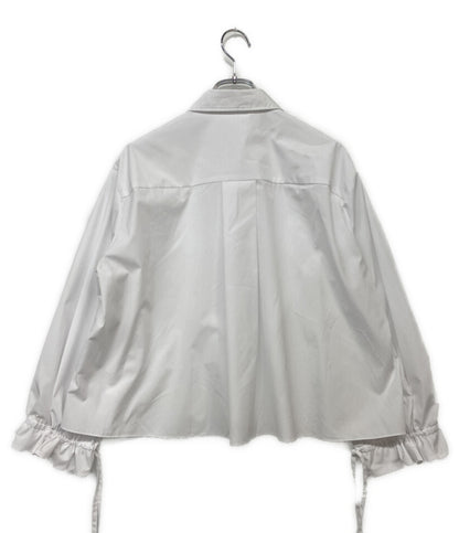 美品 theory luxe 長袖シャツ ホワイト 袖リボン 03-5108209-000-038 レディース SIZE 038 セオリーリュクス