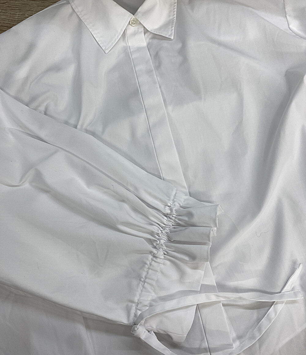 美品 theory luxe 長袖シャツ ホワイト 袖リボン 03-5108209-000-038 レディース SIZE 038 セオリーリュクス