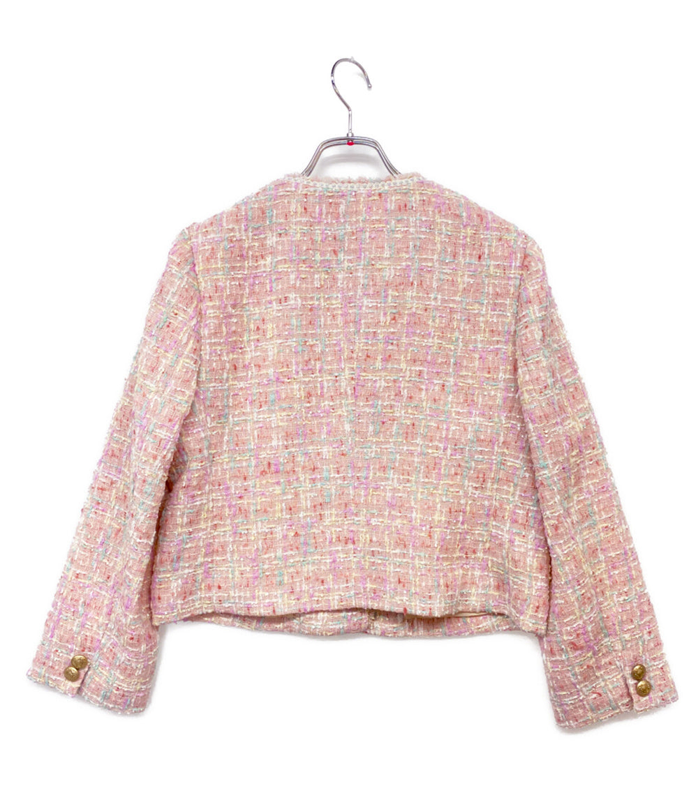 CELFORD ノーカラージャケット ツイード ピンク CWFJ261048 26SS レディース SIZE 36 セルフォード