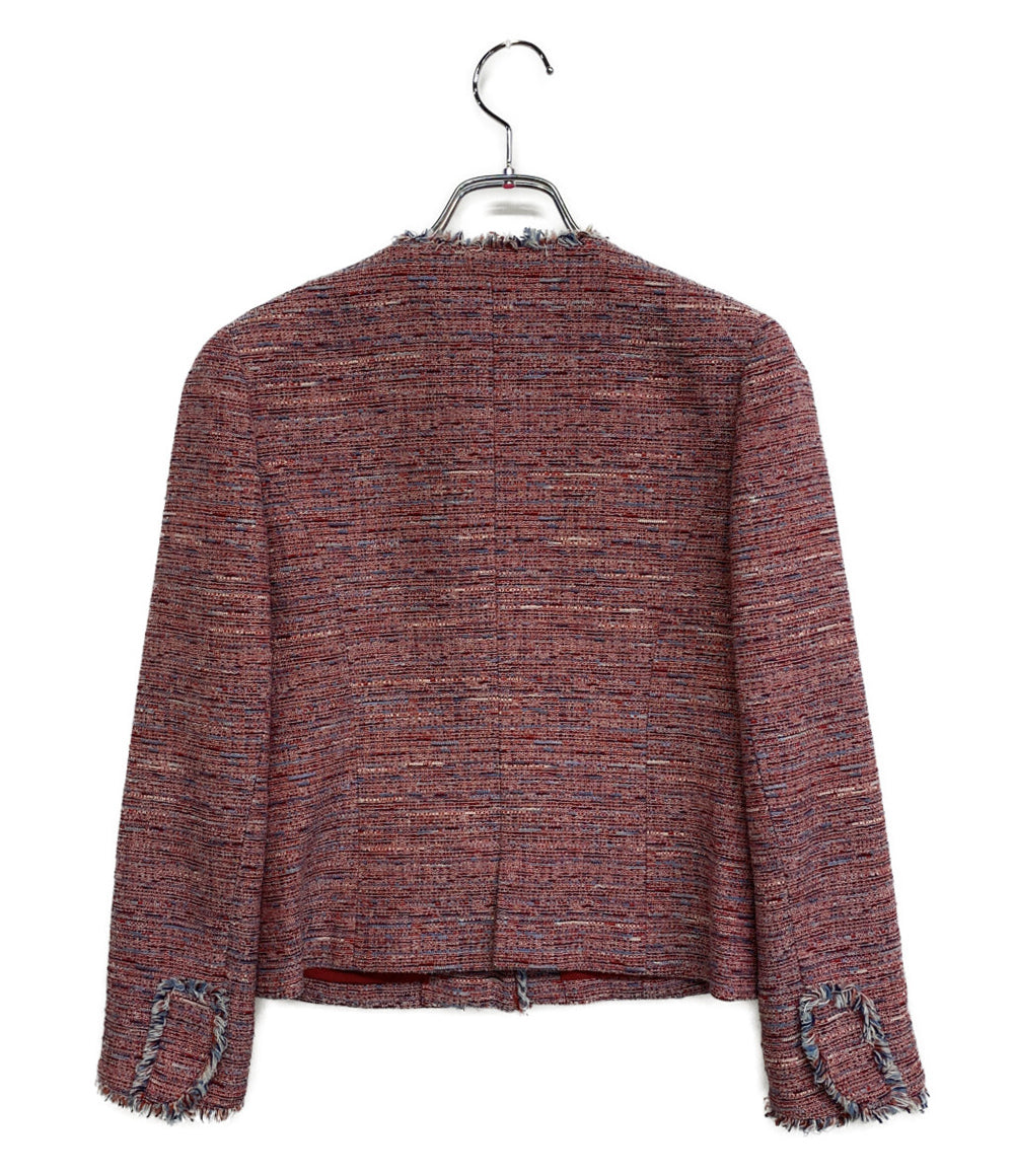 René ノーカラー ツイードジャケット 34 Rene ルネ ツイードノーカラージャケット TISSUE レディース SIZE 34