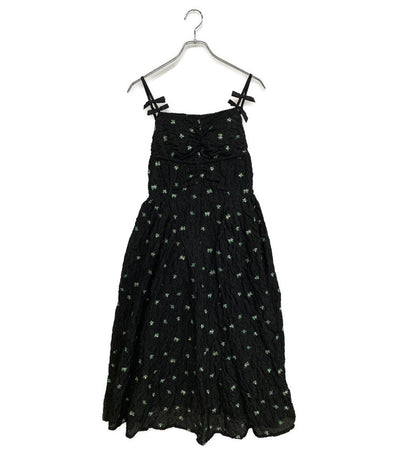 snidel キャミワンピース ブラック フラワー刺繍 24SS SWFO242018 レディース SIZE 1 スナイデル