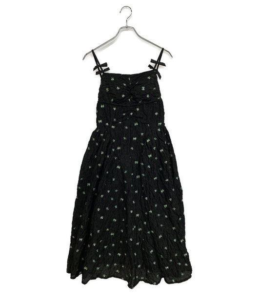 snidel キャミワンピース ブラック フラワー刺繍 24SS SWFO242018 レディース SIZE 1 スナイデル