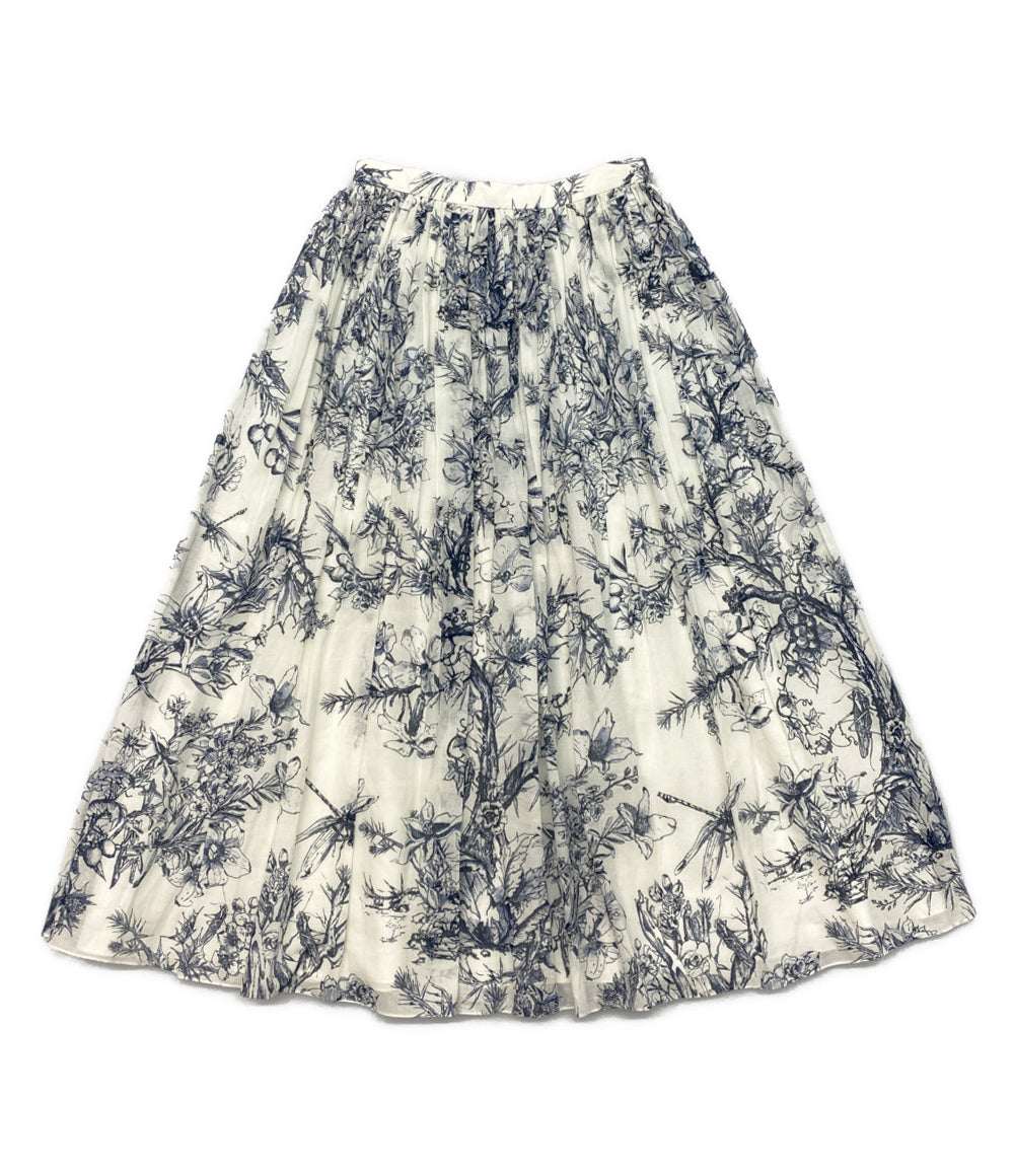 Christian Dior 211J65A3771 ボタニカル柄フレアスカート white×blue レディース SIZE F34 クリスチャンディオール