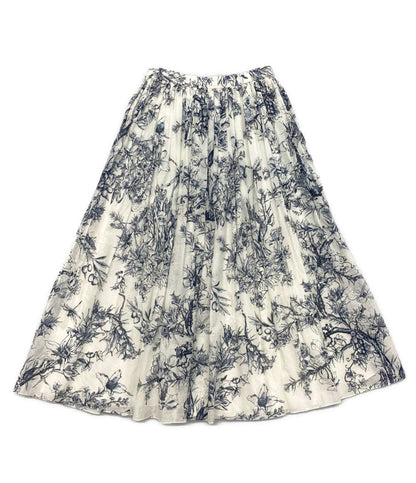Christian Dior 211J65A3771 ボタニカル柄フレアスカート white×blue レディース SIZE F34 クリスチャンディオール
