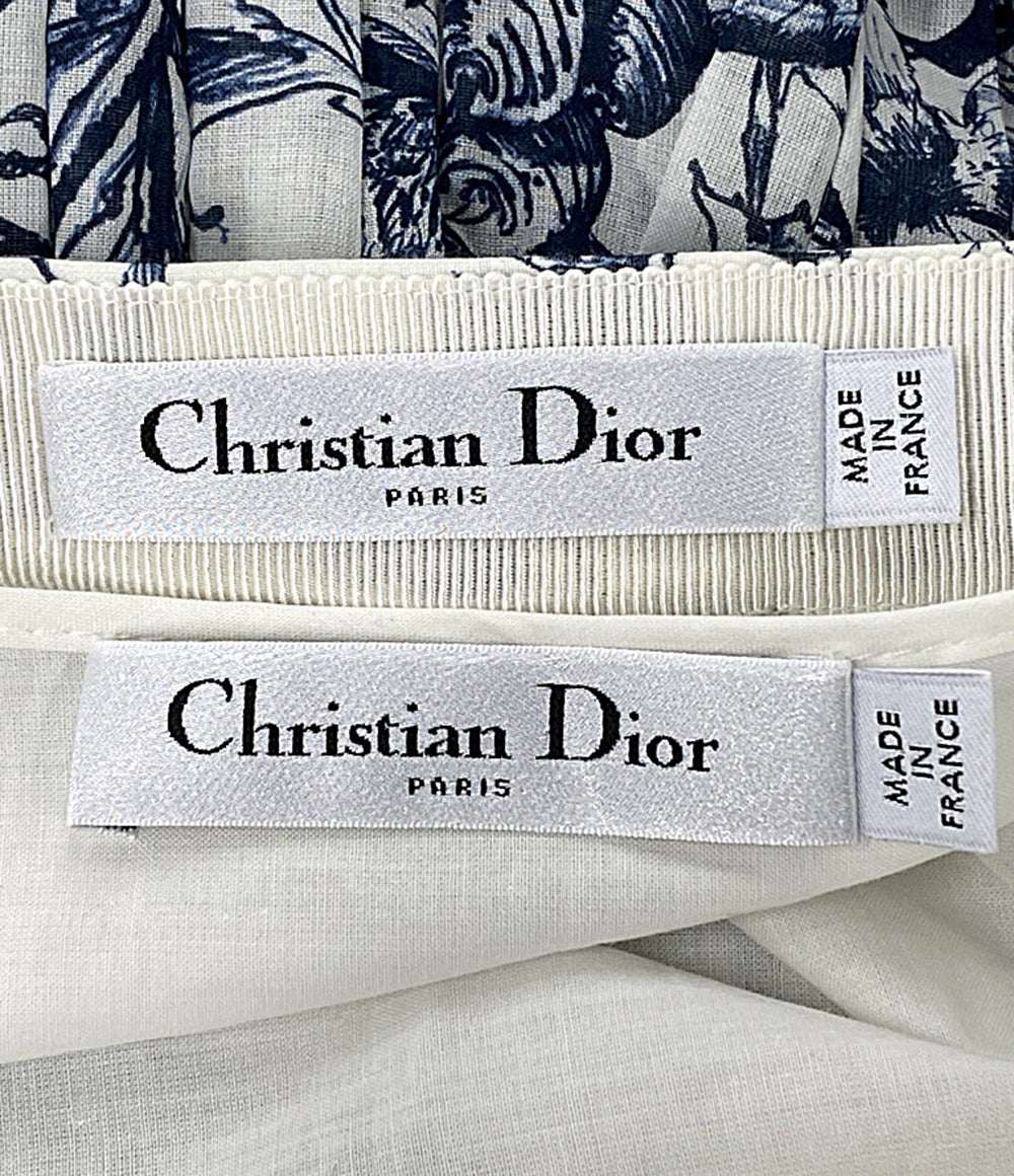 Christian Dior 211J65A3771 ボタニカル柄フレアスカート white×blue レディース SIZE F34 クリスチャンディオール