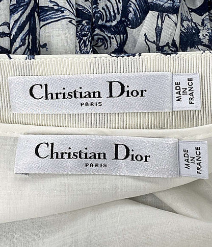 Christian Dior 211J65A3771 ボタニカル柄フレアスカート white×blue レディース SIZE F34 クリスチャンディオール