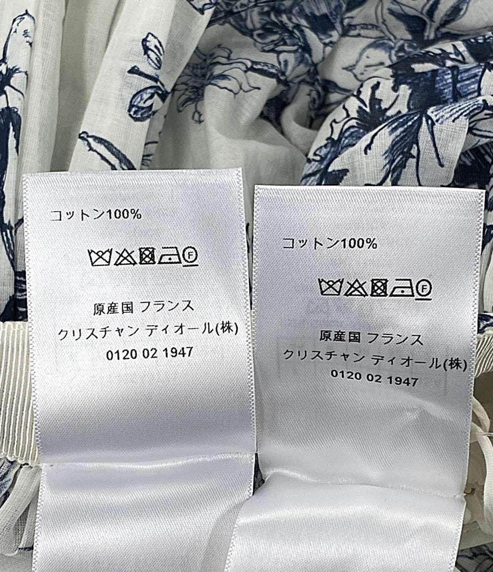 Christian Dior 211J65A3771 ボタニカル柄フレアスカート white×blue レディース SIZE F34 クリスチャンディオール