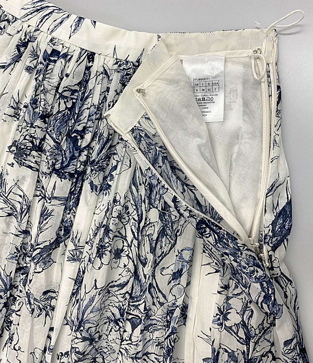 Christian Dior 211J65A3771 ボタニカル柄フレアスカート white×blue レディース SIZE F34 クリスチャンディオール