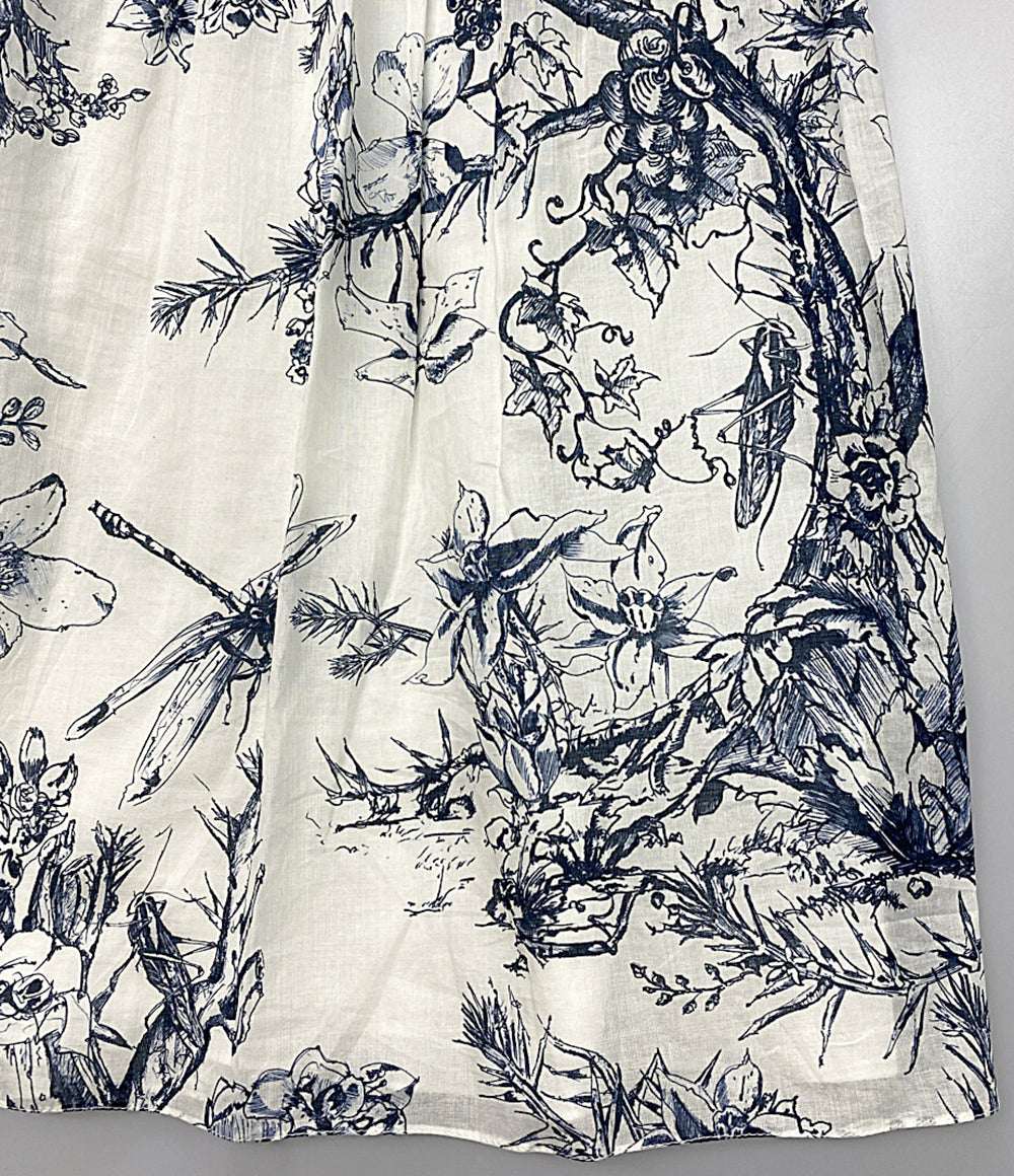 Christian Dior 211J65A3771 ボタニカル柄フレアスカート white×blue レディース SIZE F34 クリスチャンディオール