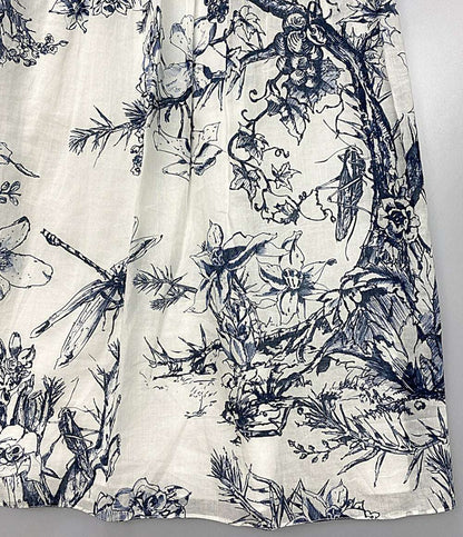 Christian Dior 211J65A3771 ボタニカル柄フレアスカート white×blue レディース SIZE F34 クリスチャンディオール