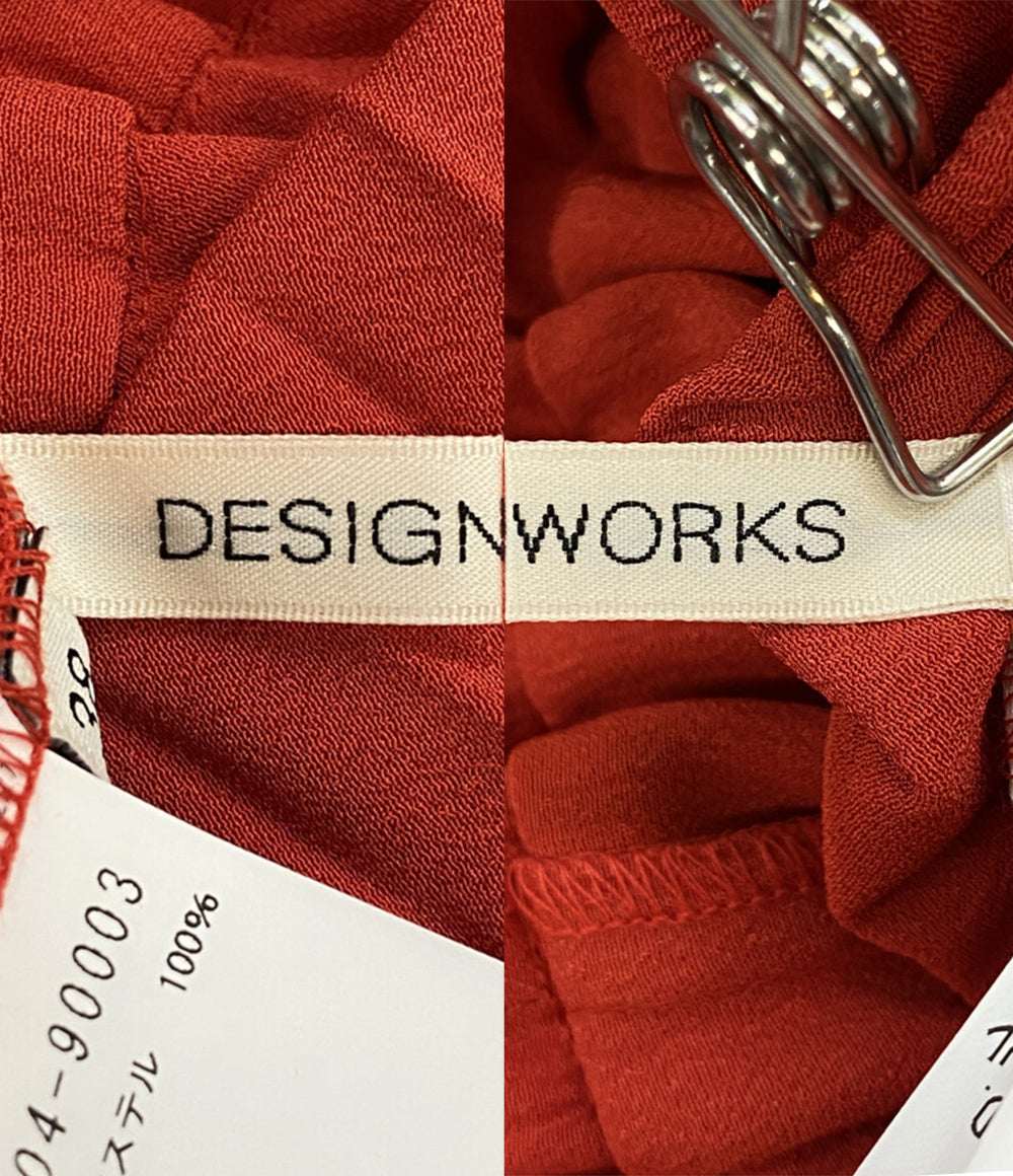 美品 DESIGNWORKS サテンプリーツドレス レッド レディース SIZE 38 デザインワークス