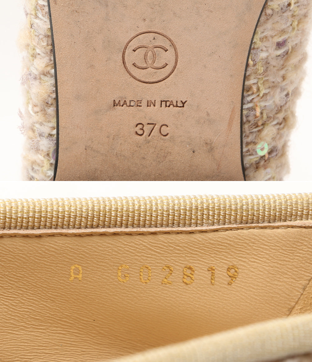 CHANEL バレリーナ ツイードラメフラットシューズ G02819 レディース SIZE 37C シャネル