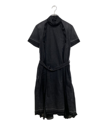 sacai 半袖ワンピース シフォン切替デニムワンピ 19-04572 レディース SIZE 1 サカイ