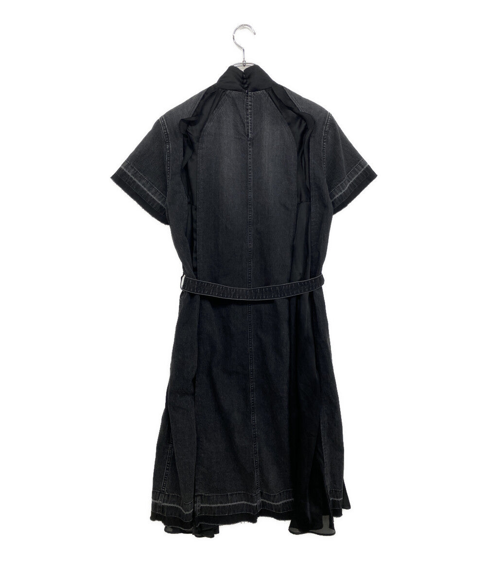 sacai 半袖ワンピース シフォン切替デニムワンピ 19-04572 レディース SIZE 1 サカイ