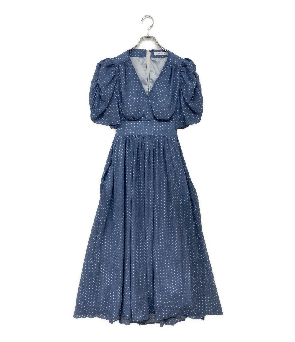美品 Estella.K エステラケー 半袖ワンピース ライトブルー ドット柄 12251208 レディース SIZE F